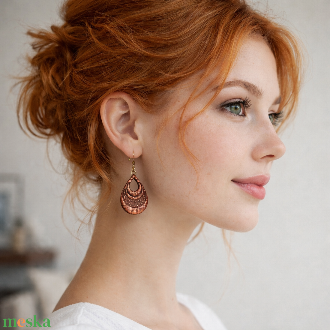 Fémes hatású bronzos fülbevaló - ékszer - fülbevaló - lógó fülbevaló - Meska.hu