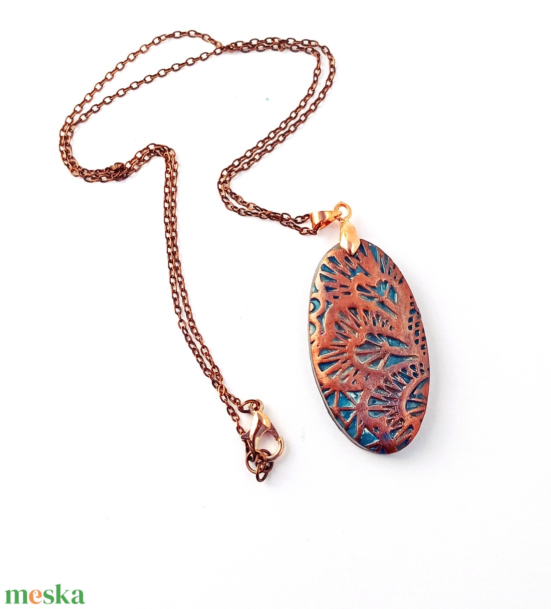 Türkiz-bronz nyaklánc - ékszer - nyaklánc - medálos nyaklánc - Meska.hu