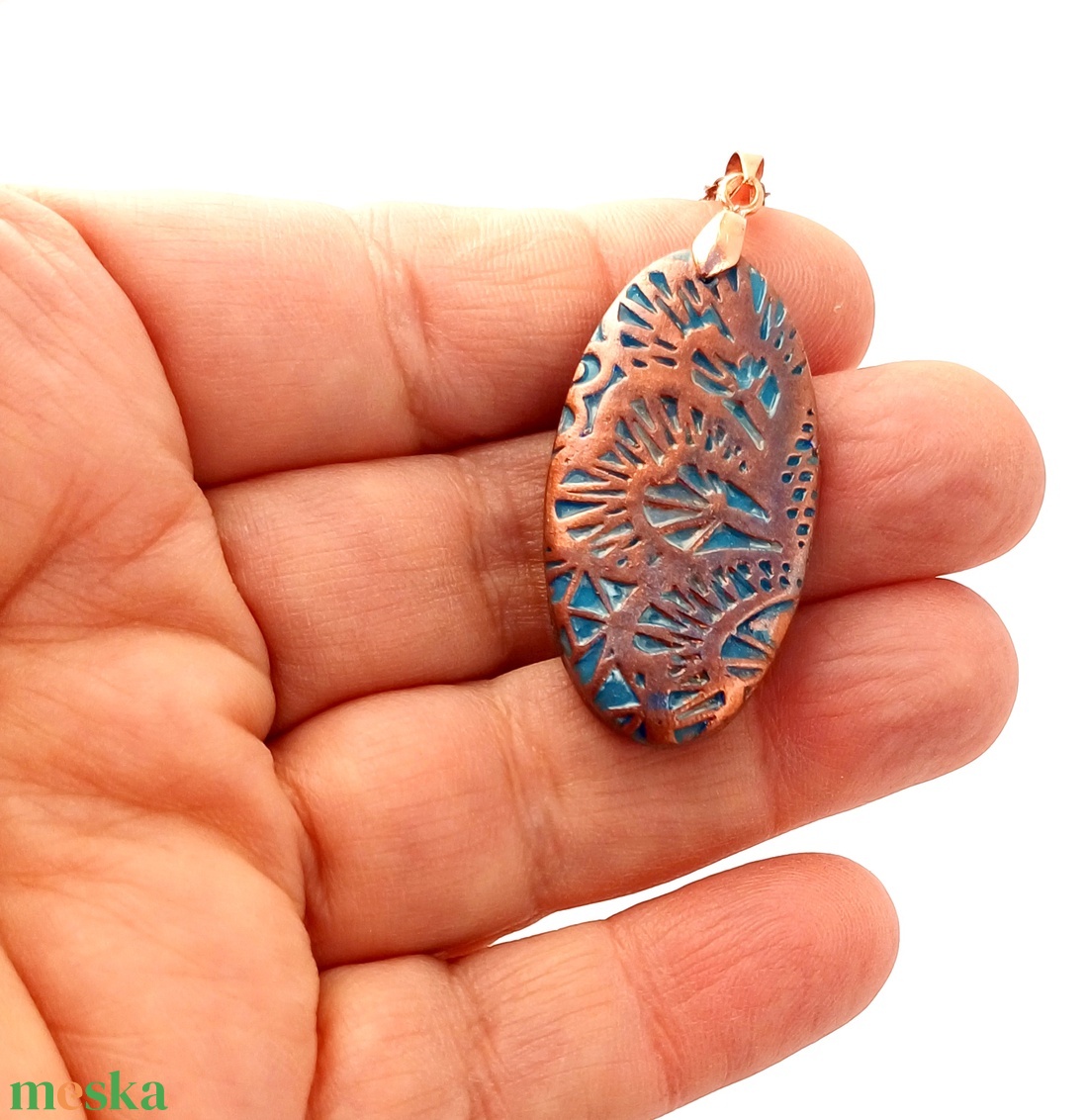 Türkiz-bronz nyaklánc - ékszer - nyaklánc - medálos nyaklánc - Meska.hu