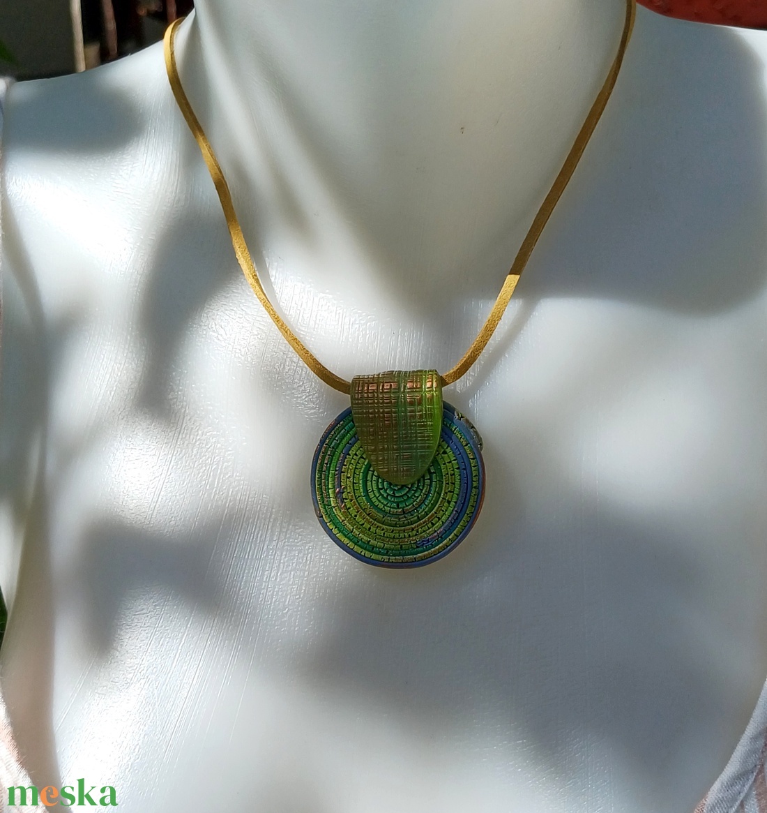 Zöld rusztikus spirális nyaklánc - ékszer - nyaklánc - medálos nyaklánc - Meska.hu