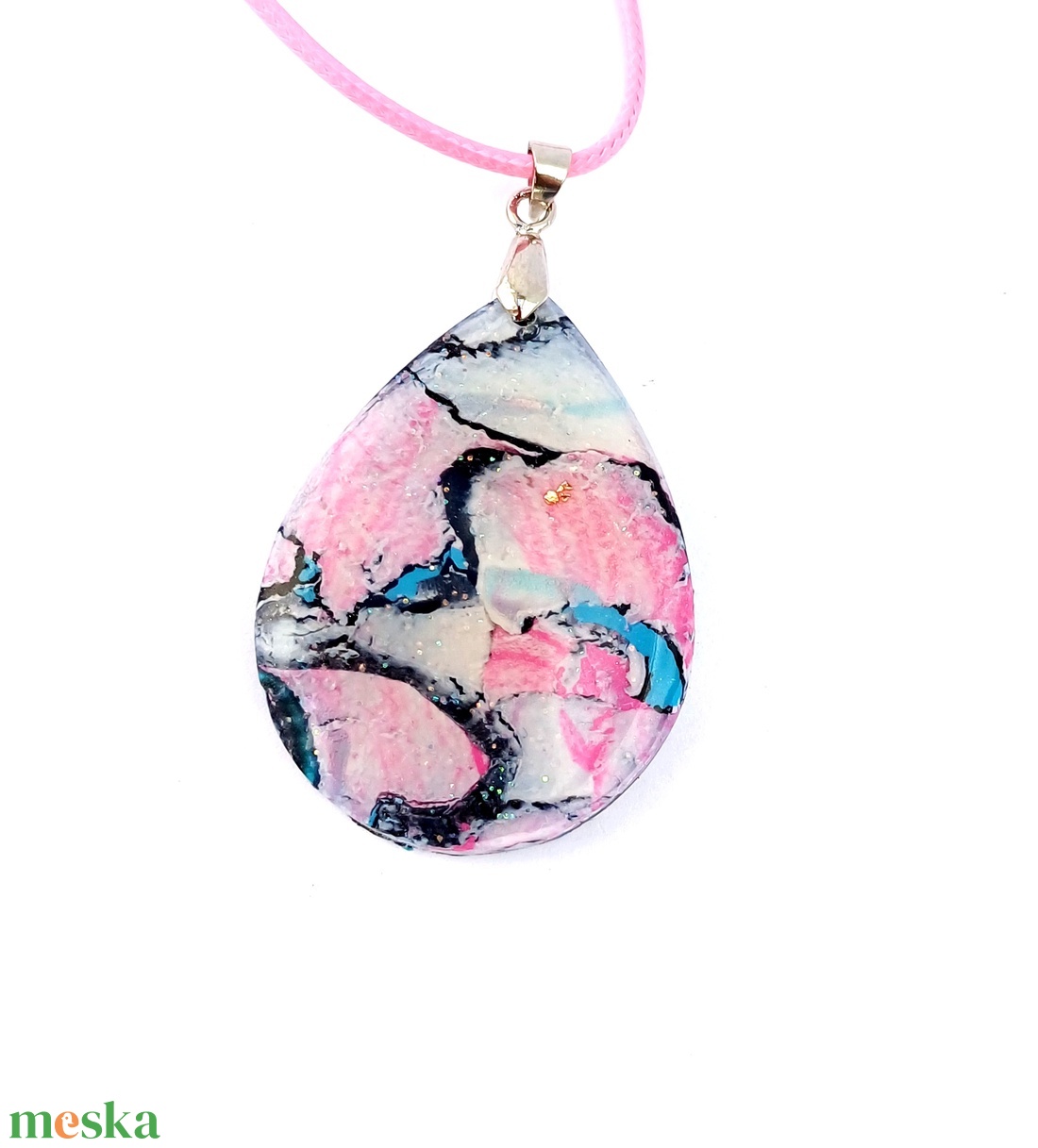 Nyaklánc pasztell színekkel  - ékszer - nyaklánc - medálos nyaklánc - Meska.hu