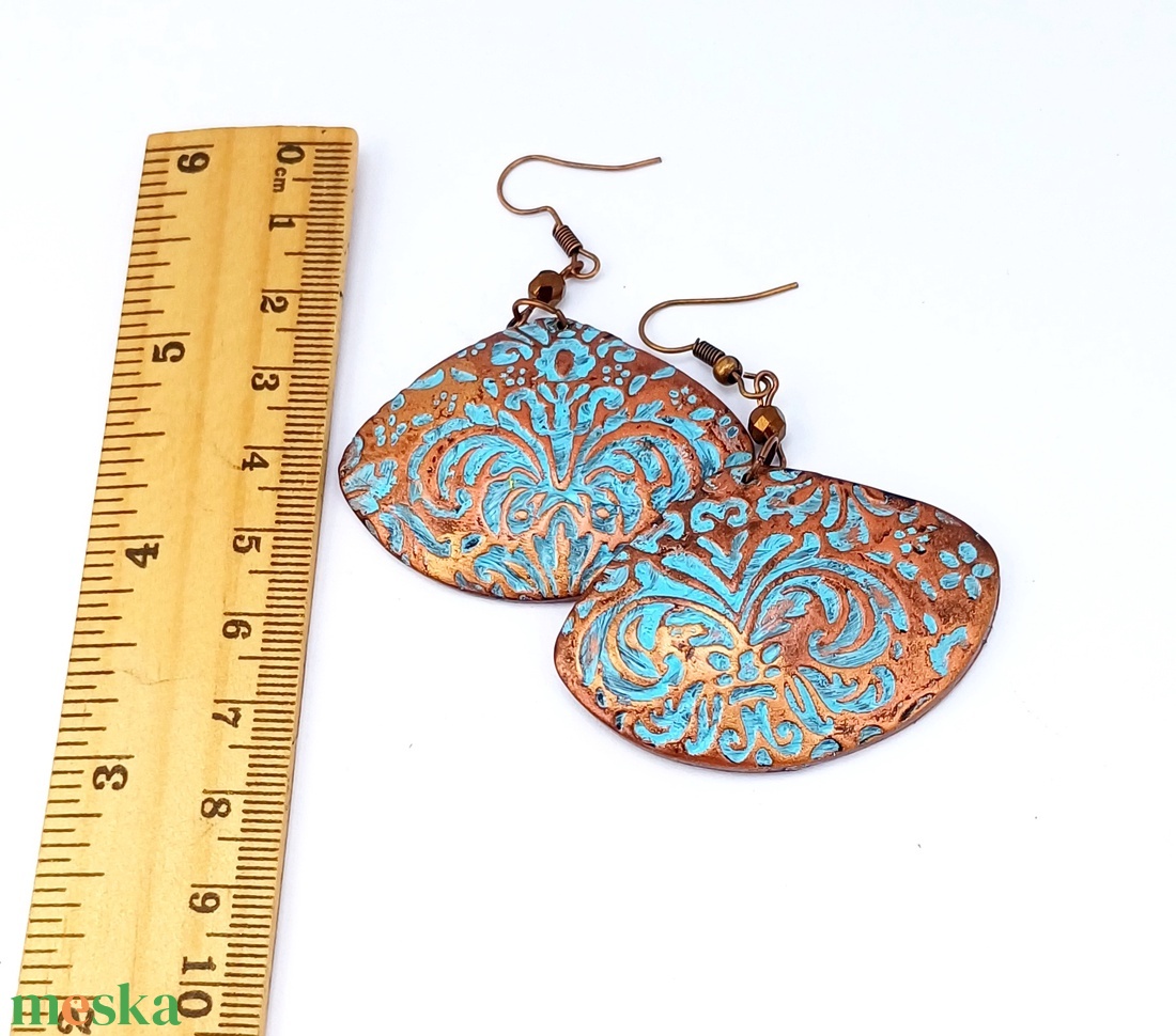 Patinás bronzos fülbevaló - ékszer - fülbevaló - lógó fülbevaló - Meska.hu