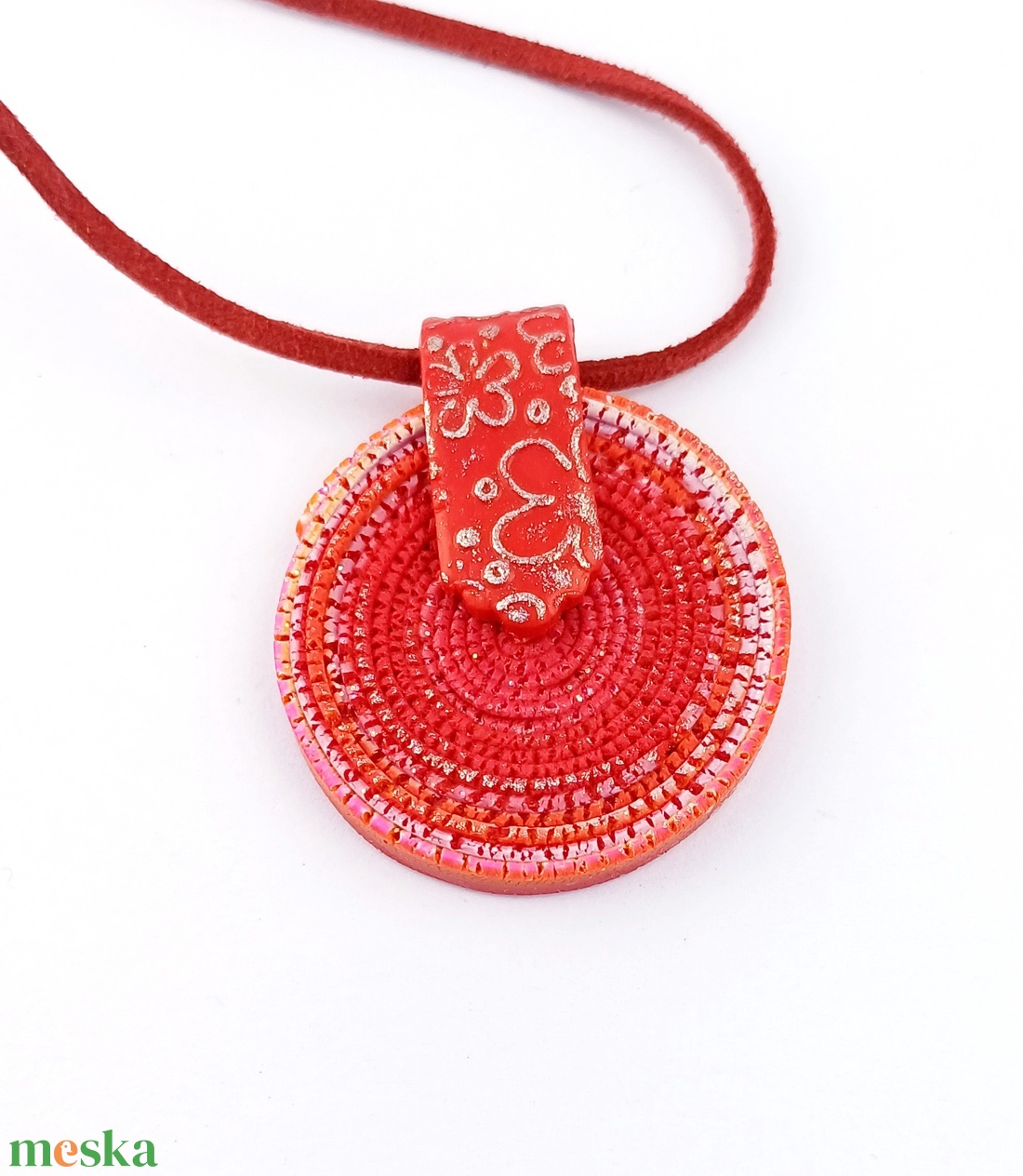 Piros spirál medál - ékszer - nyaklánc - medálos nyaklánc - Meska.hu