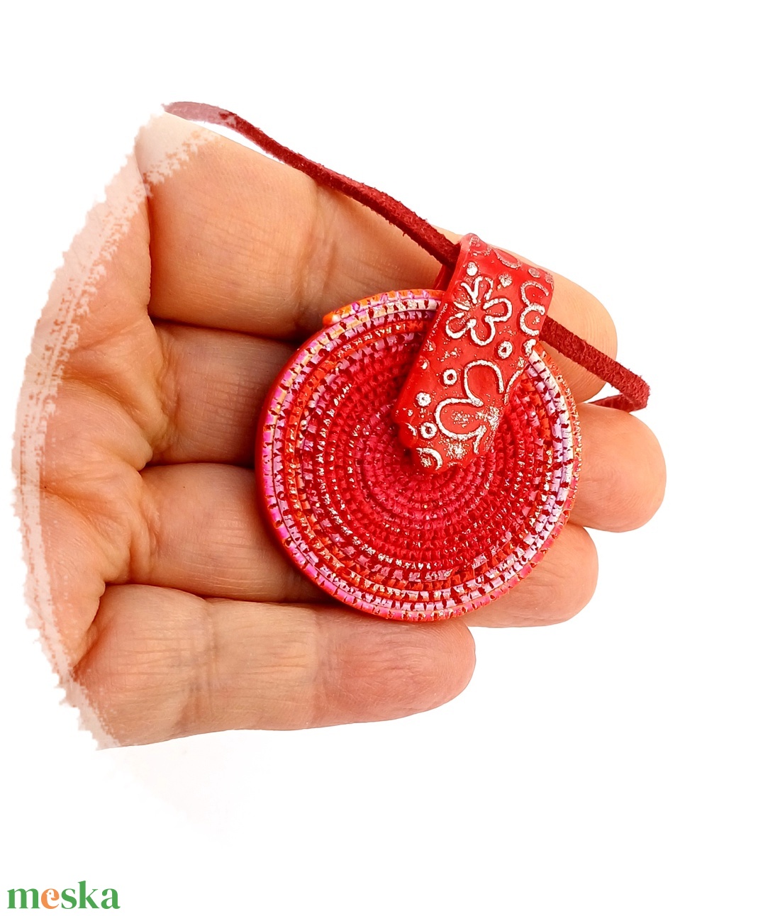 Piros spirál medál - ékszer - nyaklánc - medálos nyaklánc - Meska.hu