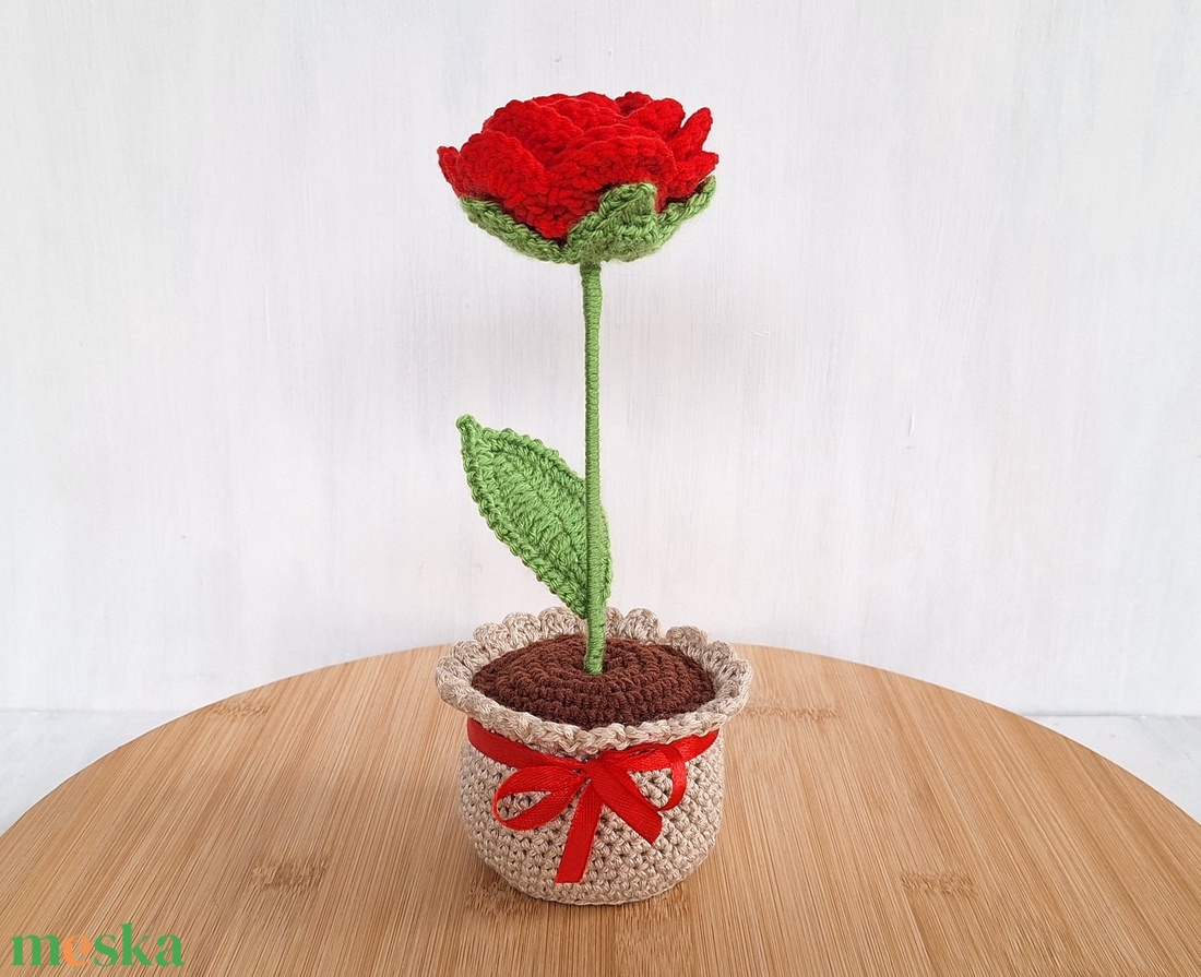 Horgolt cserepes rózsa - otthon & életmód - dekoráció - dísztárgy - Meska.hu Horgolt cserepes rózsa - otthon & életmód - dekoráció - dísztárgy - Meska.hu