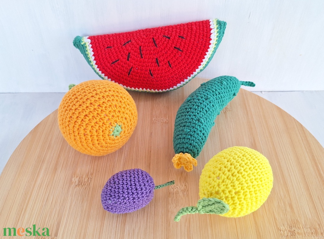 Horgolt zöldség-gyümölcs 5 db / csomag - otthon & életmód - dekoráció - dísztárgy - Meska.hu