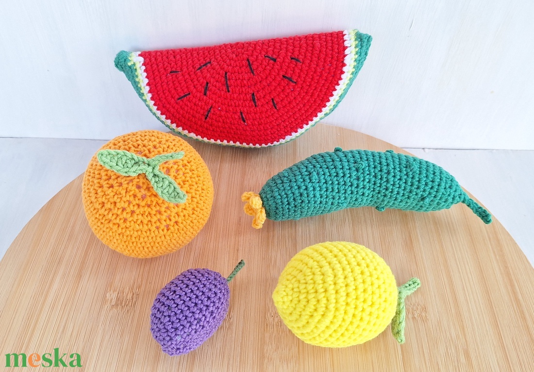 Horgolt zöldség-gyümölcs 5 db / csomag - otthon & életmód - dekoráció - dísztárgy - Meska.hu
