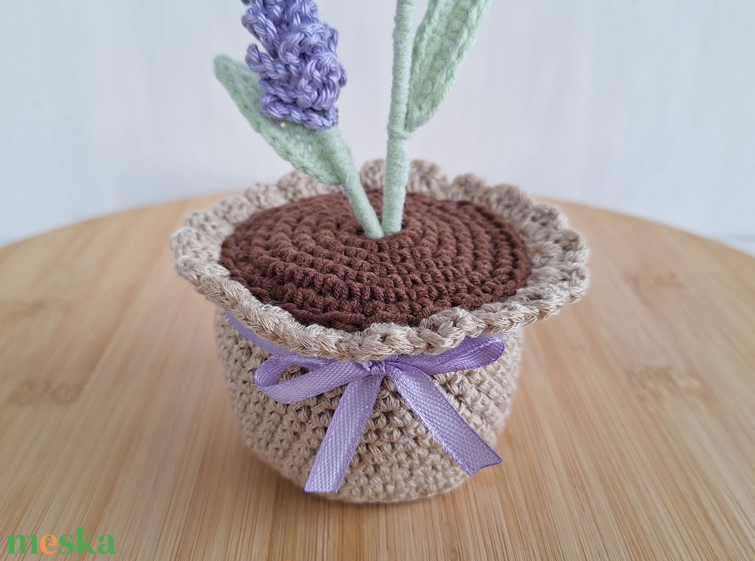 Horgolt cserepes levendula - otthon & életmód - dekoráció - dísztárgy - Meska.hu