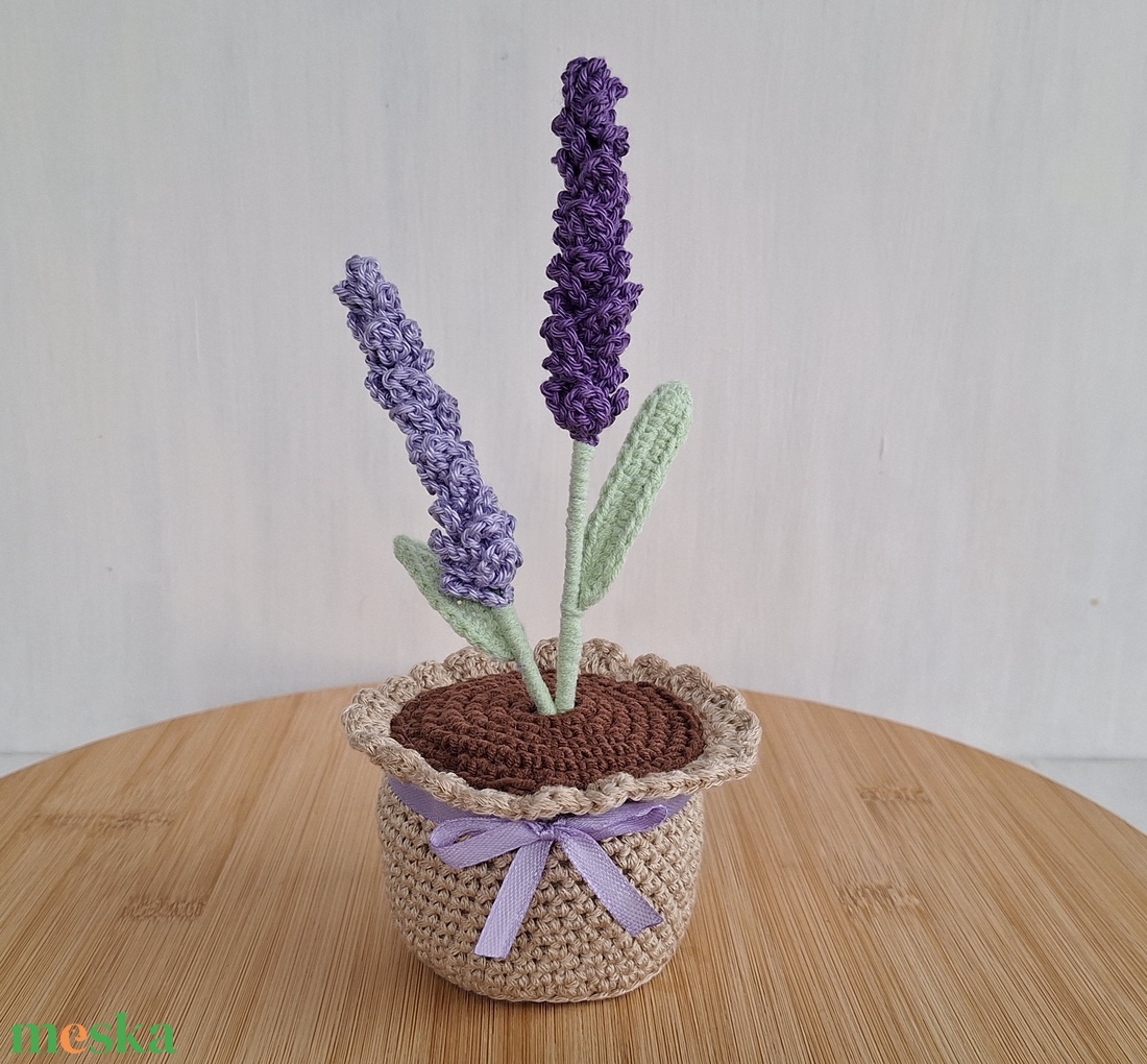 Horgolt cserepes levendula - otthon & életmód - dekoráció - dísztárgy - Meska.hu