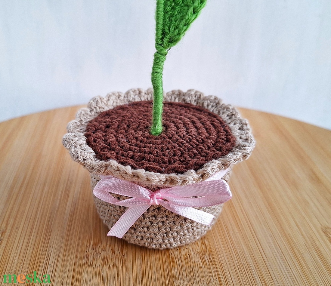 Horgolt cserepes tulipán - otthon & életmód - dekoráció - dísztárgy - Meska.hu