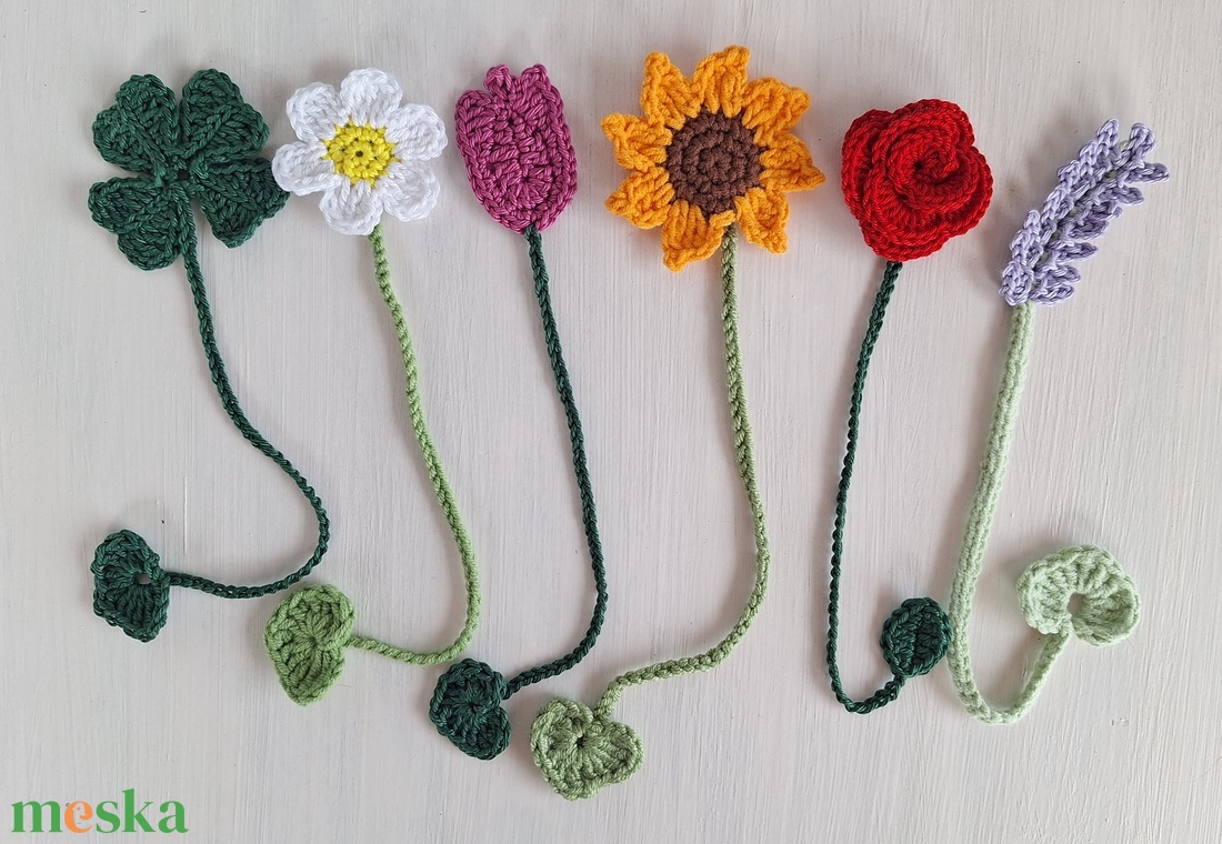 Horgolt virág könyvjelző - könyv & zene - könyvjelző - Meska.hu