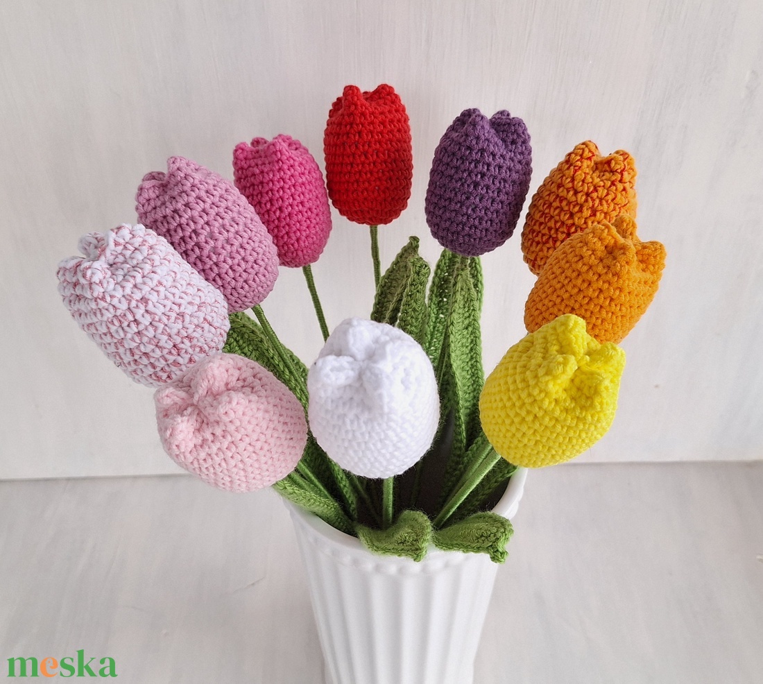 Horgolt tulipán - otthon & életmód - virágdekoráció - virágok - szálas virág - Meska.hu