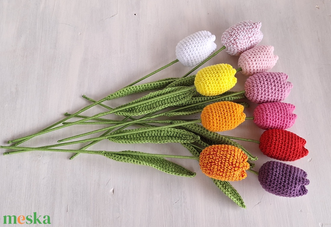 Horgolt tulipán - otthon & életmód - virágdekoráció - virágok - szálas virág - Meska.hu