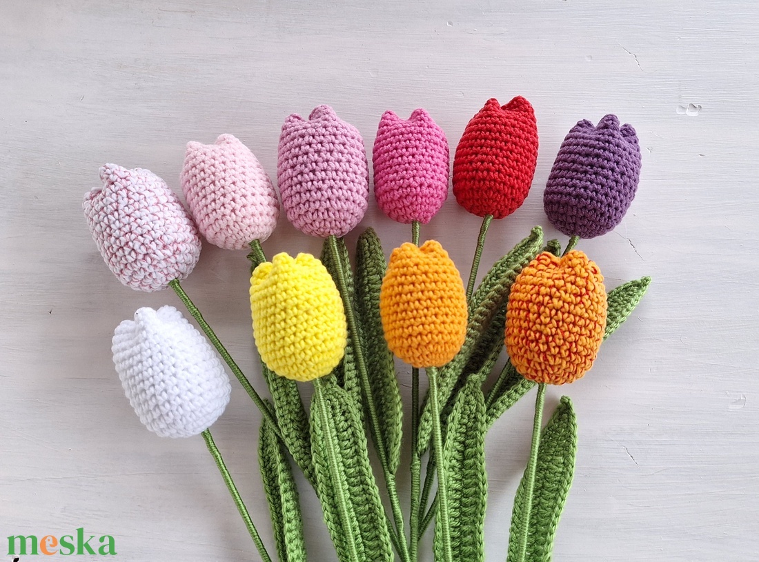 Horgolt tulipán - otthon & életmód - virágdekoráció - virágok - szálas virág - Meska.hu