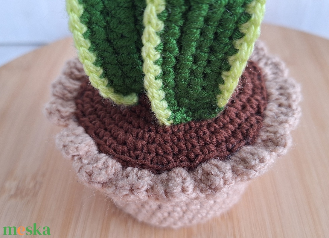 Horgolt anyósnyelv kaspóval - otthon & életmód - dekoráció - dísztárgy - Meska.hu