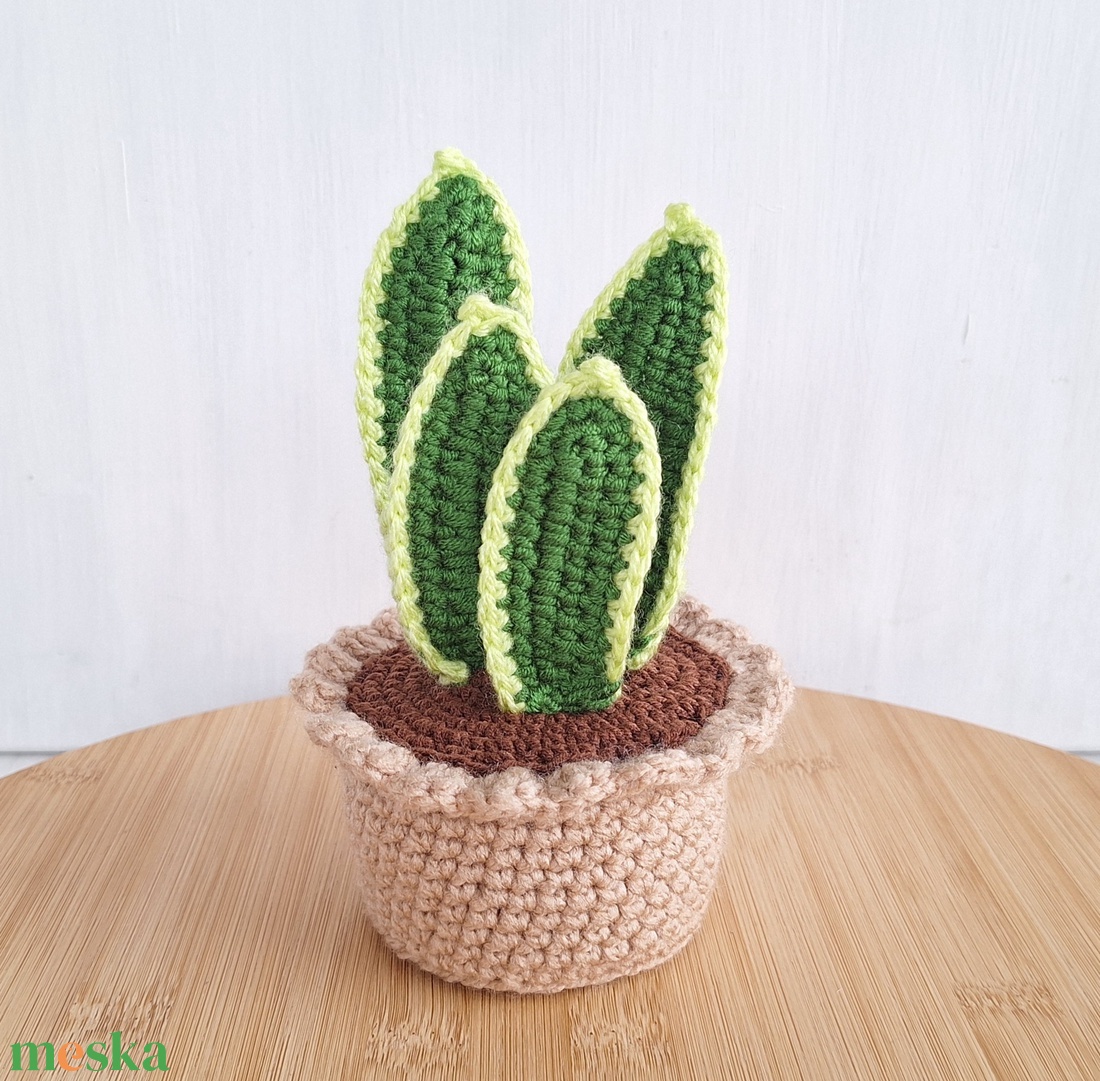 Horgolt anyósnyelv kaspóval - otthon & életmód - dekoráció - dísztárgy - Meska.hu