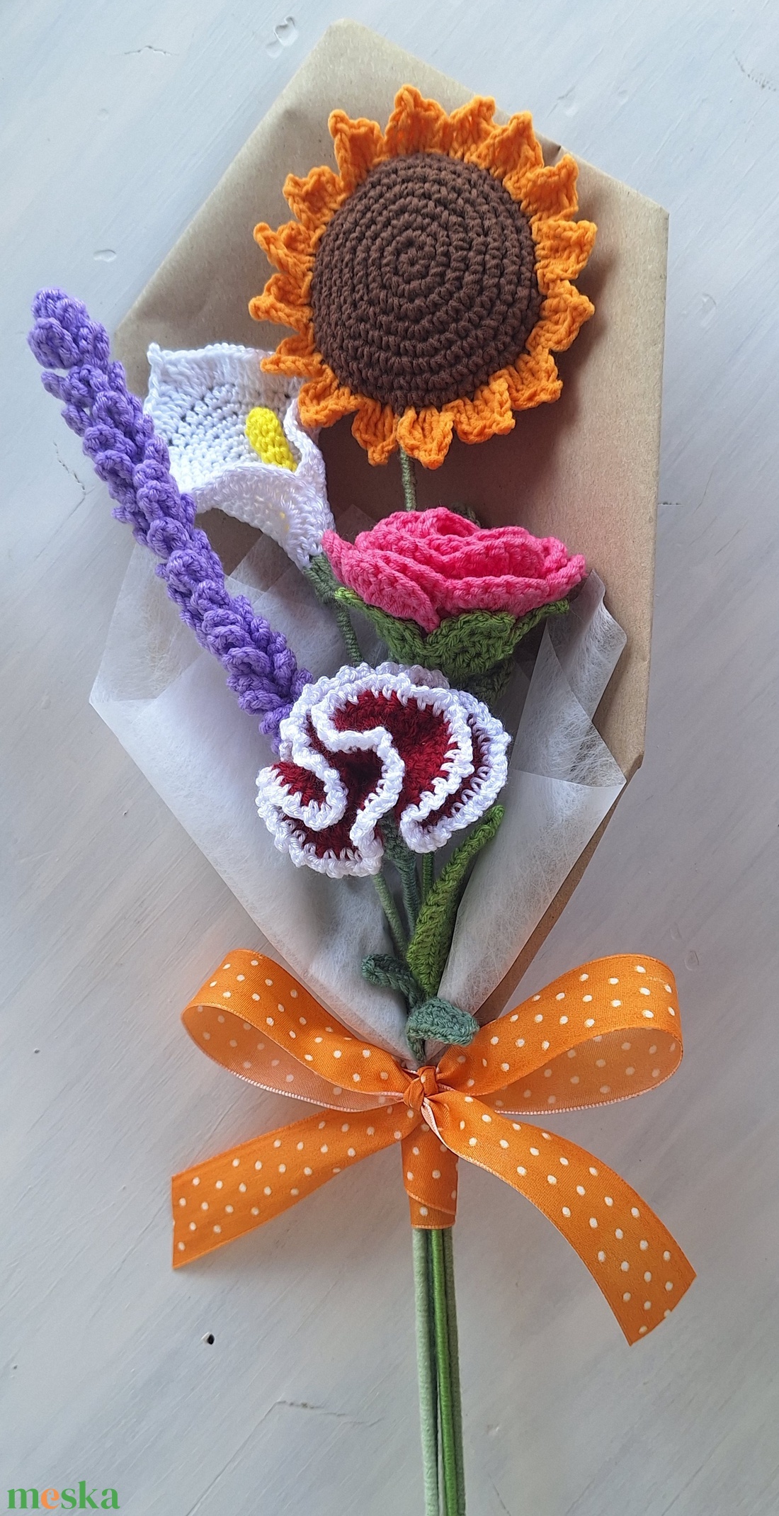 Horgolt virágcsokor - otthon & életmód - virágdekoráció - virágok - virágcsokor - Meska.hu
