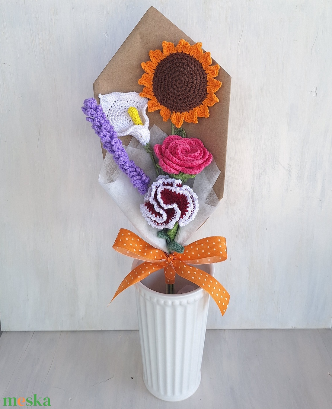Horgolt virágcsokor - otthon & életmód - virágdekoráció - virágok - virágcsokor - Meska.hu