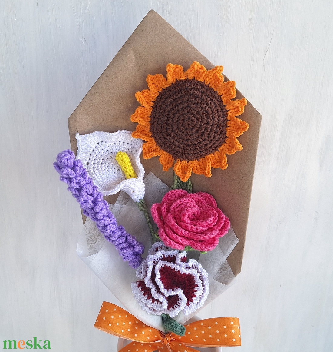 Horgolt virágcsokor - otthon & életmód - virágdekoráció - virágok - virágcsokor - Meska.hu