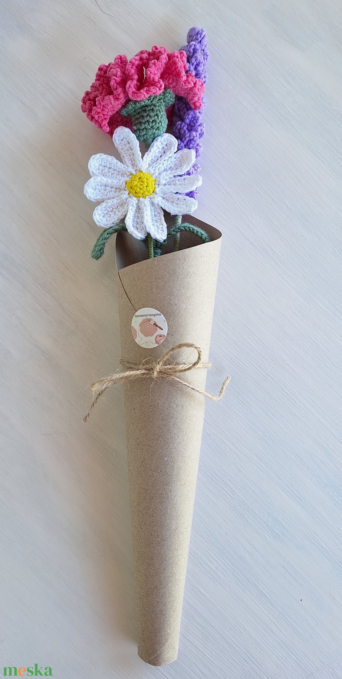 Horgolt virágcsokor � levendula, margaréta és szegfű - otthon & életmód - virágdekoráció - virágok - virágcsokor - Meska.hu