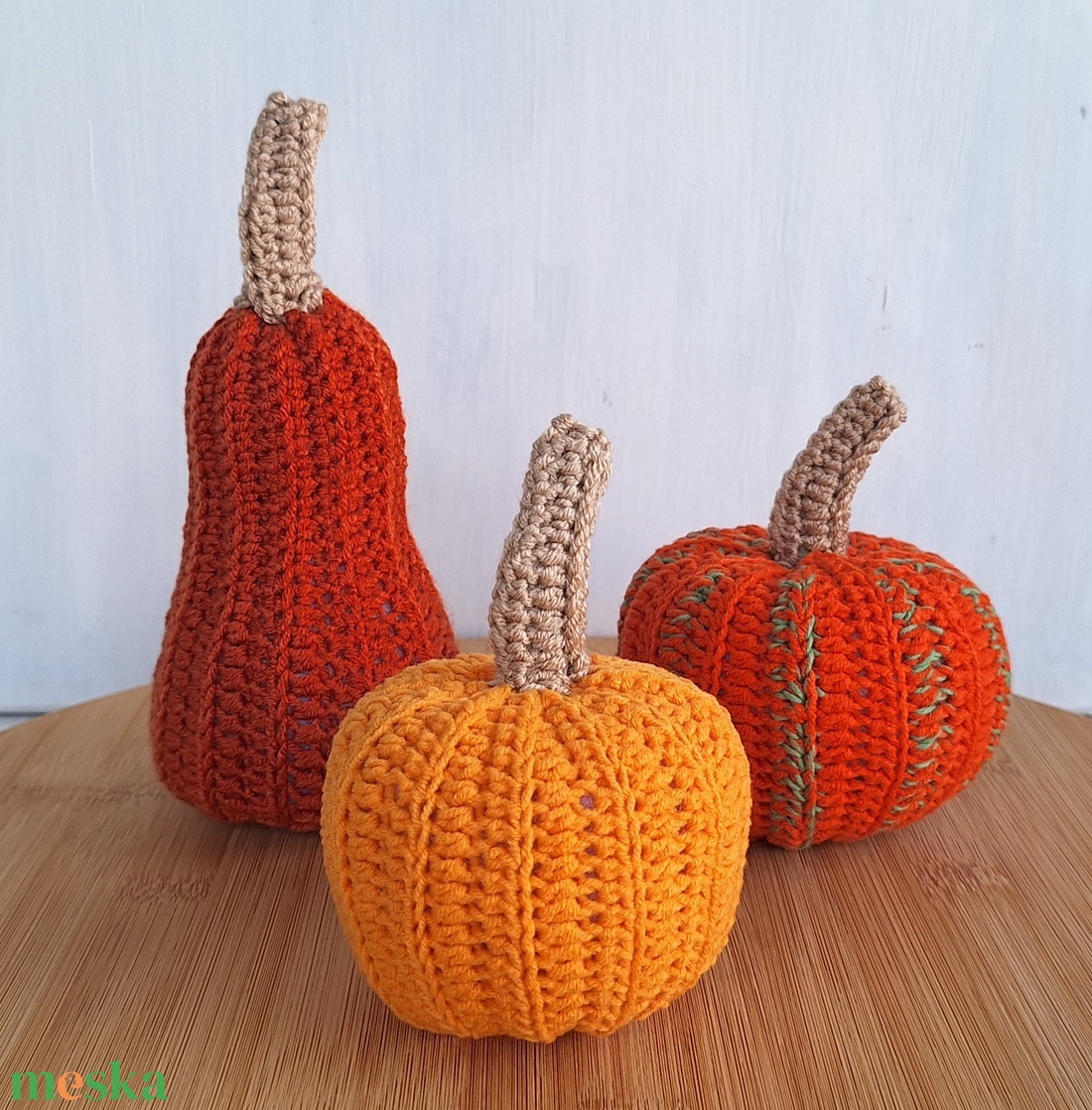 Horgolt tök szett 3 db-os - otthon & életmód - dekoráció - halloween - halloweeni asztaldísz - Meska.hu