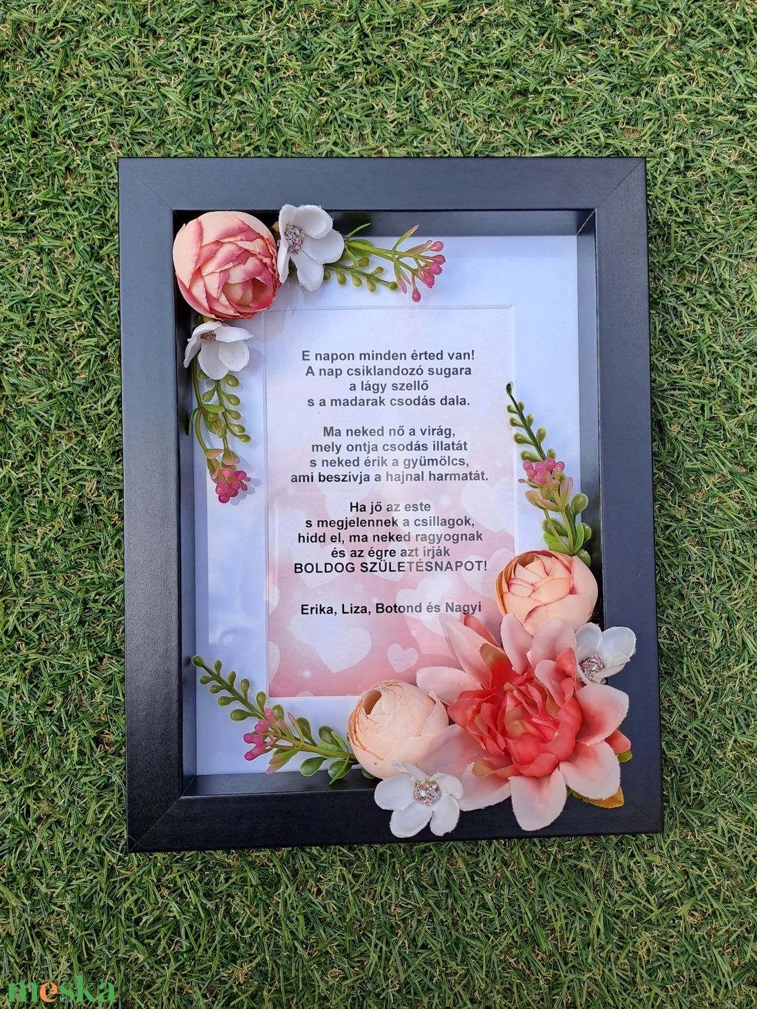 Fekete Virágos képkeret névnapra,születésnapra vagy évfordulóra - otthon & életmód - dekoráció - kép & falikép - képkeret - Meska.hu