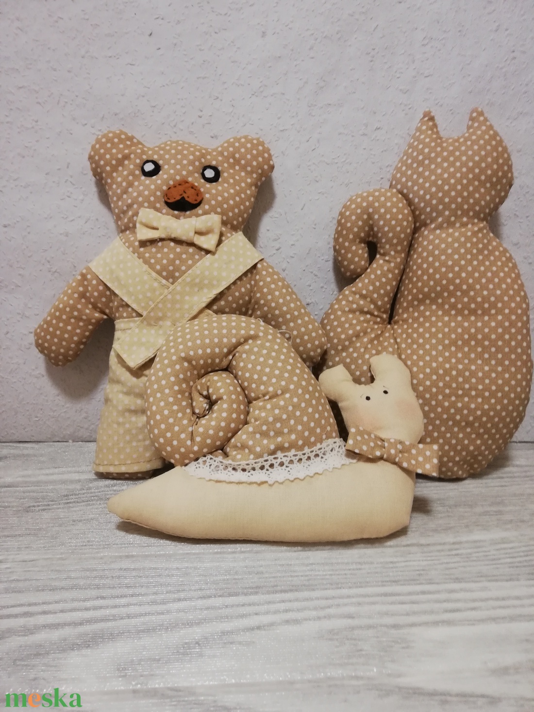 Textil játék maci cica csiga  - játék & sport - babalátogató ajándékcsomag - Meska.hu