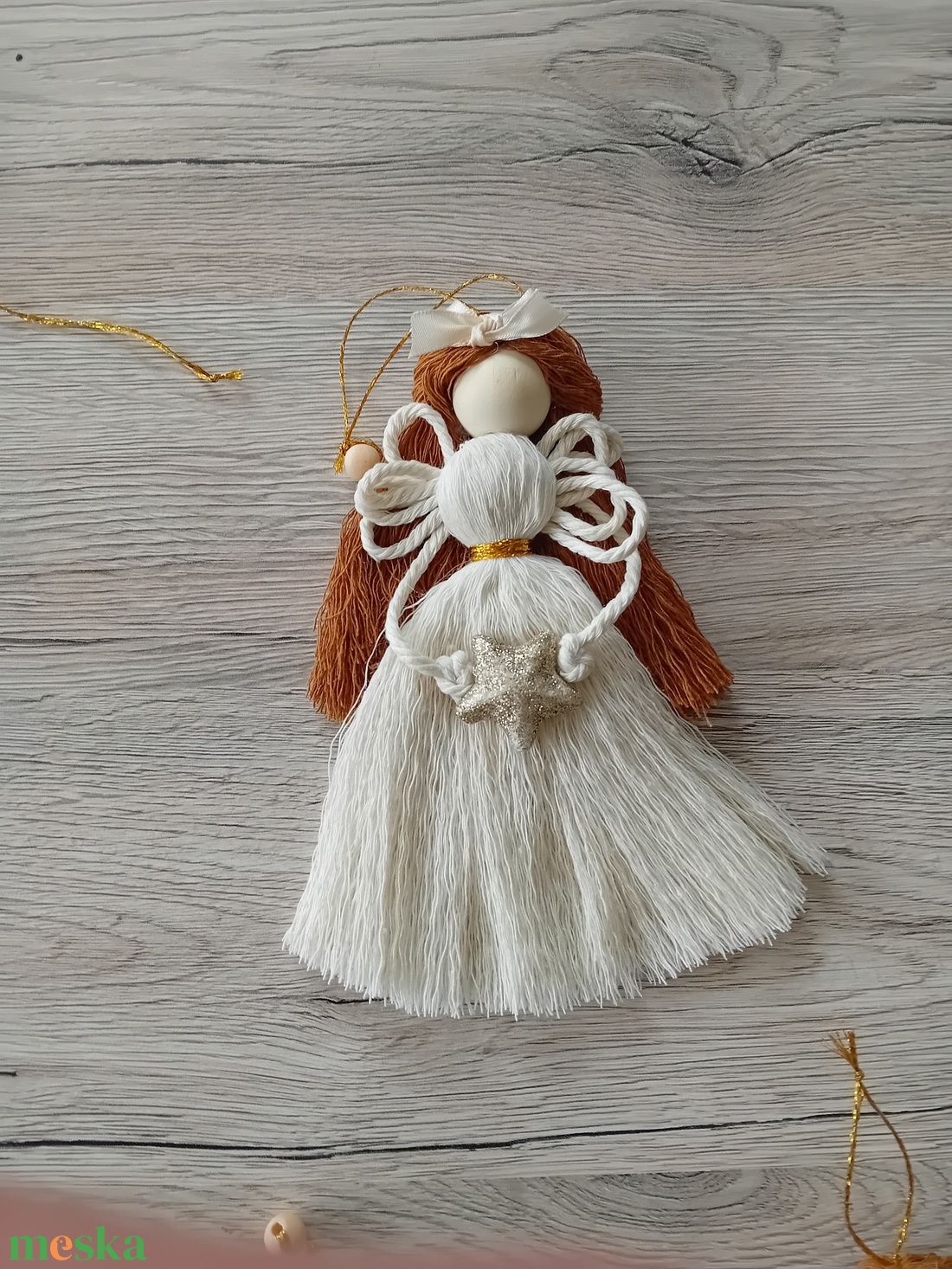 Karácsonyfa dísz angyalka makramé - karácsony - karácsonyi lakásdekoráció - karácsonyfadíszek - Meska.hu