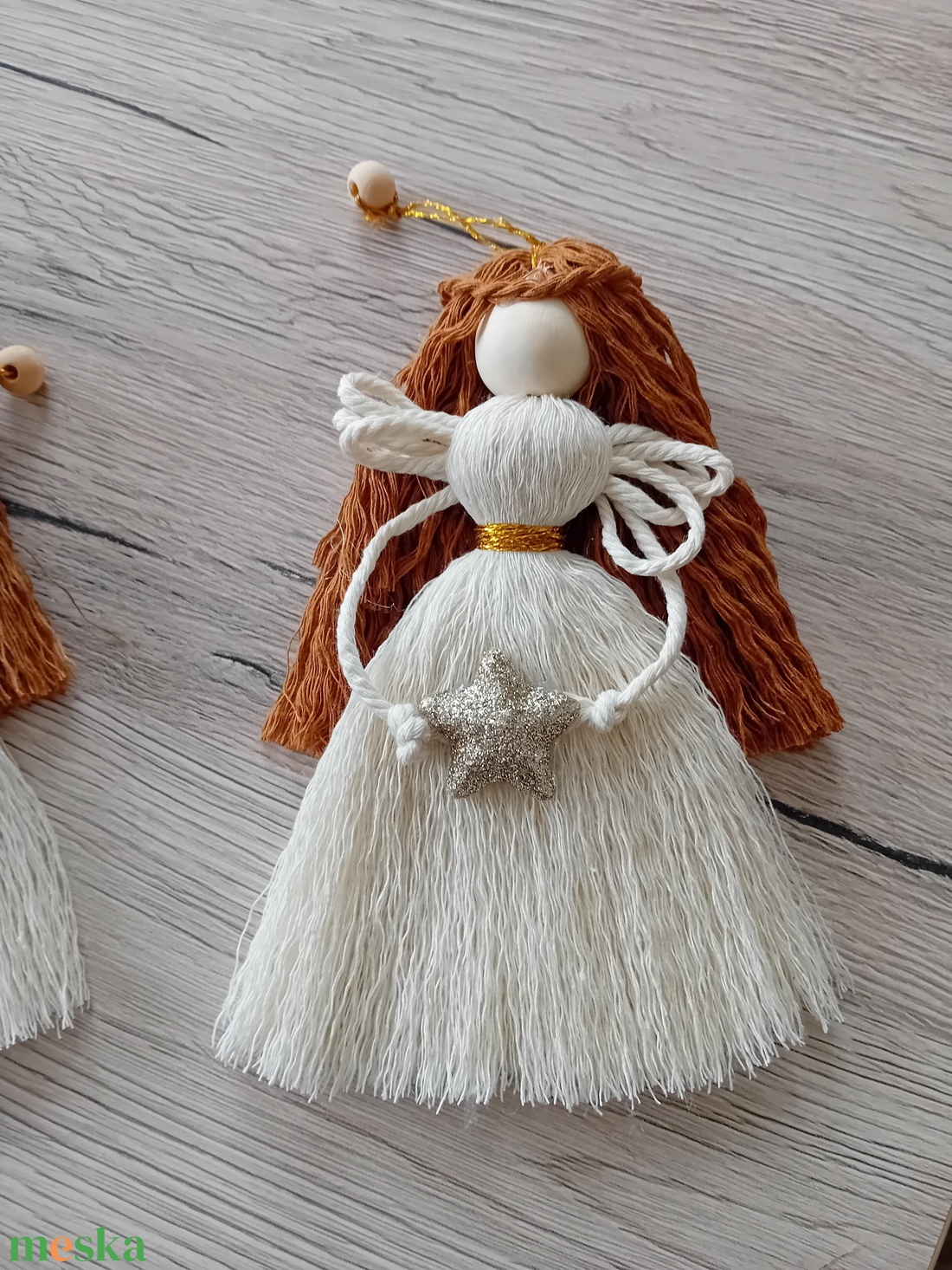 Karácsonyfa dísz angyalka makramé - karácsony - karácsonyi lakásdekoráció - karácsonyfadíszek - Meska.hu