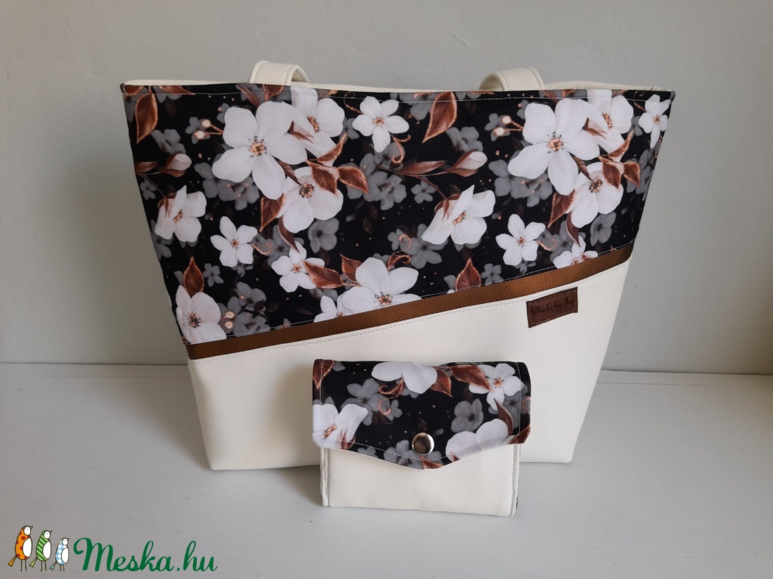 Cseresznyevirágágos Panni táska és pénztárca szett - táska & tok - kézitáska & válltáska - válltáska - Meska.hu