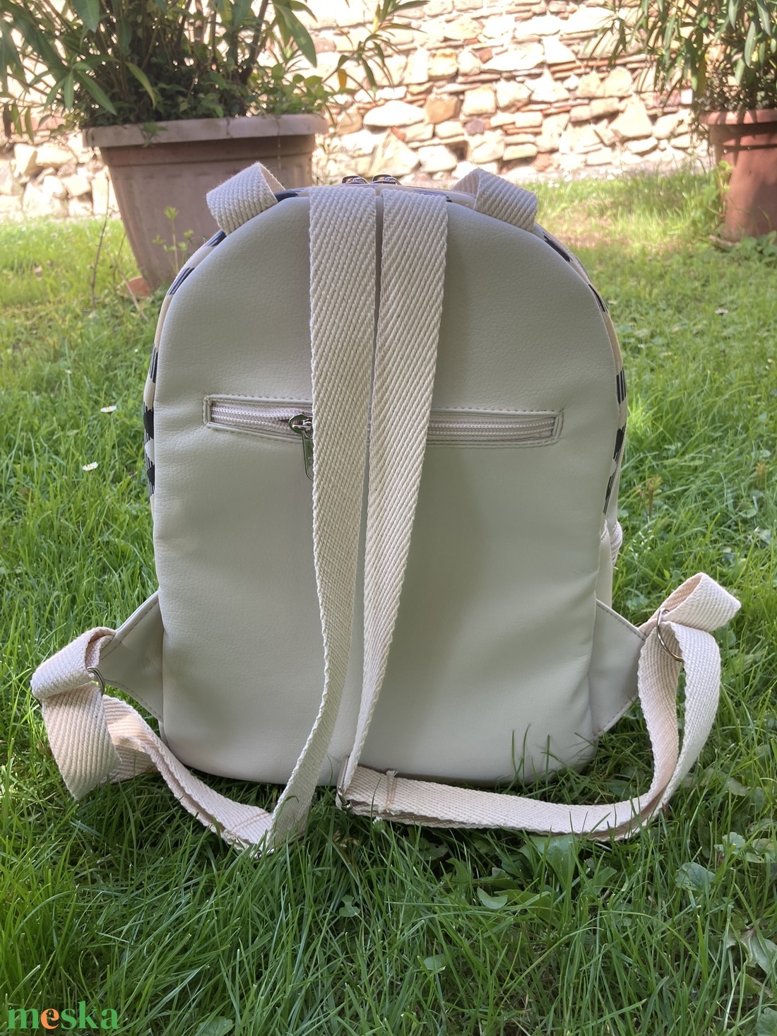 Piroska hátizsák Műbőr, kockás - pakolható nőies csajos praktikus  - táska & tok - hátizsák - hátizsák - Meska.hu