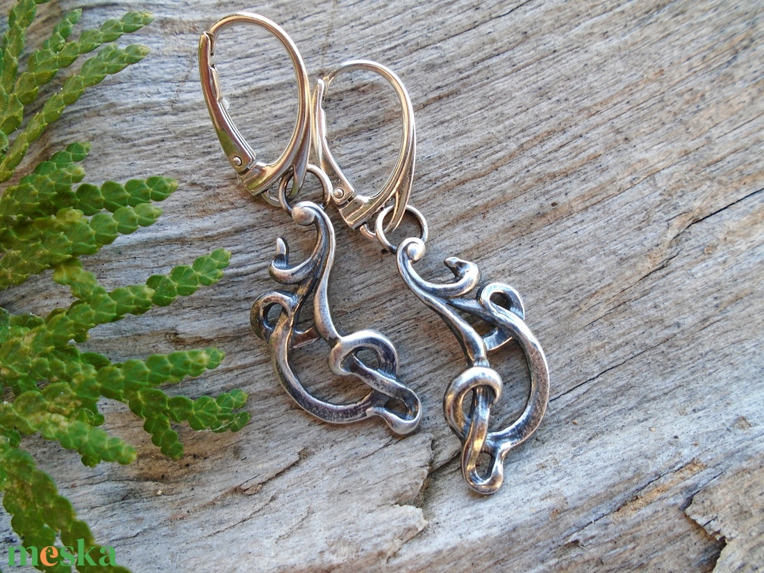 Ezüst fülbevaló Ag925 Art Nouveau - ékszer - fülbevaló - lógó fülbevaló - Meska.hu Ezüst fülbevaló Ag925 Art Nouveau - ékszer - fülbevaló - lógó fülbevaló - Meska.hu