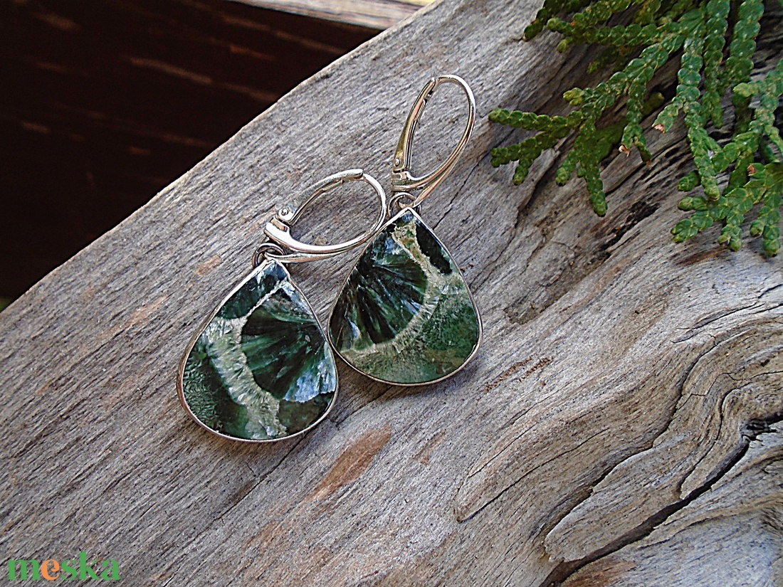 Ezüst fülbevaló Ag925 Szerafinit - ékszer - fülbevaló - lógó fülbevaló - Meska.hu