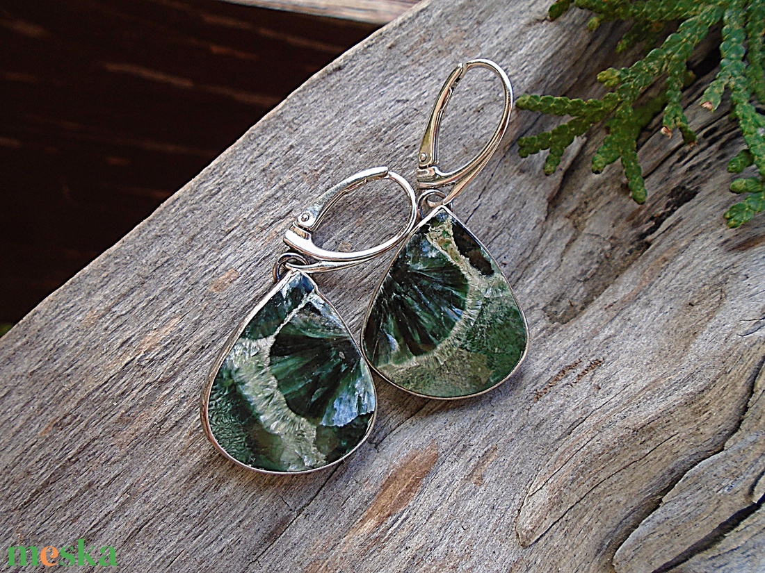 Ezüst fülbevaló Ag925 Szerafinit - ékszer - fülbevaló - lógó fülbevaló - Meska.hu