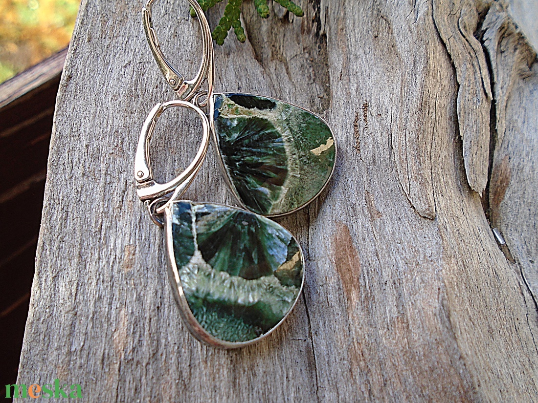 Ezüst fülbevaló Ag925 Szerafinit - ékszer - fülbevaló - lógó fülbevaló - Meska.hu