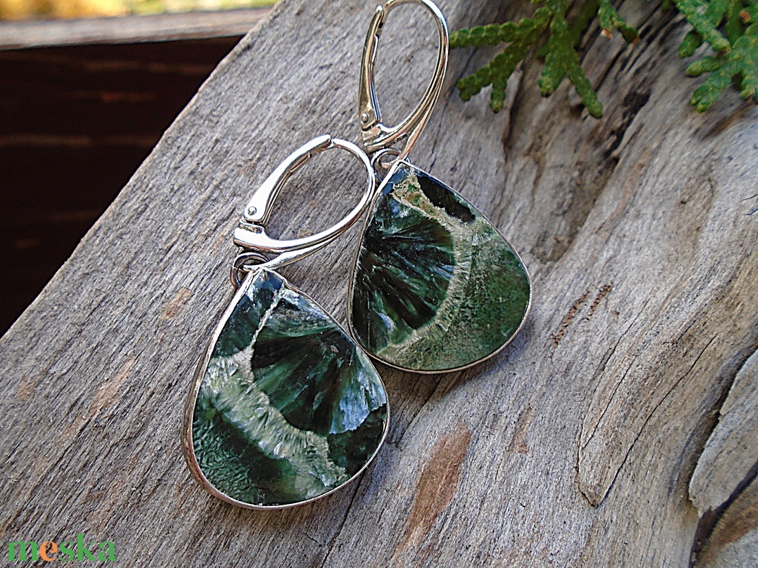 Ezüst fülbevaló Ag925 Szerafinit - ékszer - fülbevaló - lógó fülbevaló - Meska.hu