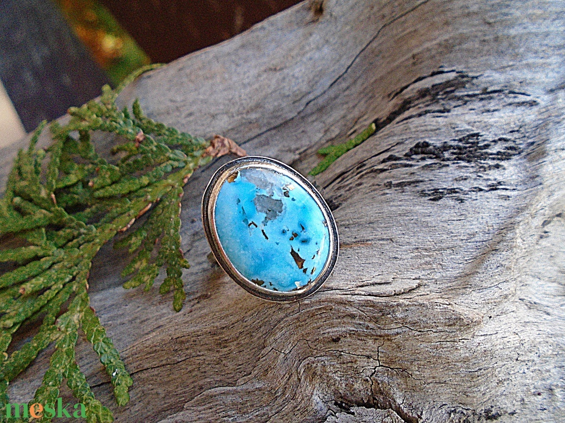 Ezüst Gyűrű Ag925/1000 Tölgyfalevelek Türkiz - ékszer - gyűrű - statement gyűrű - Meska.hu