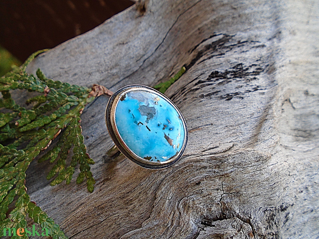 Ezüst Gyűrű Ag925/1000 Tölgyfalevelek Türkiz - ékszer - gyűrű - statement gyűrű - Meska.hu