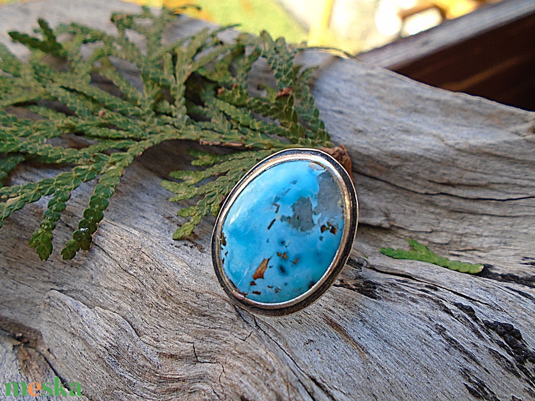 Ezüst Gyűrű Ag925/1000 Tölgyfalevelek Türkiz - ékszer - gyűrű - statement gyűrű - Meska.hu