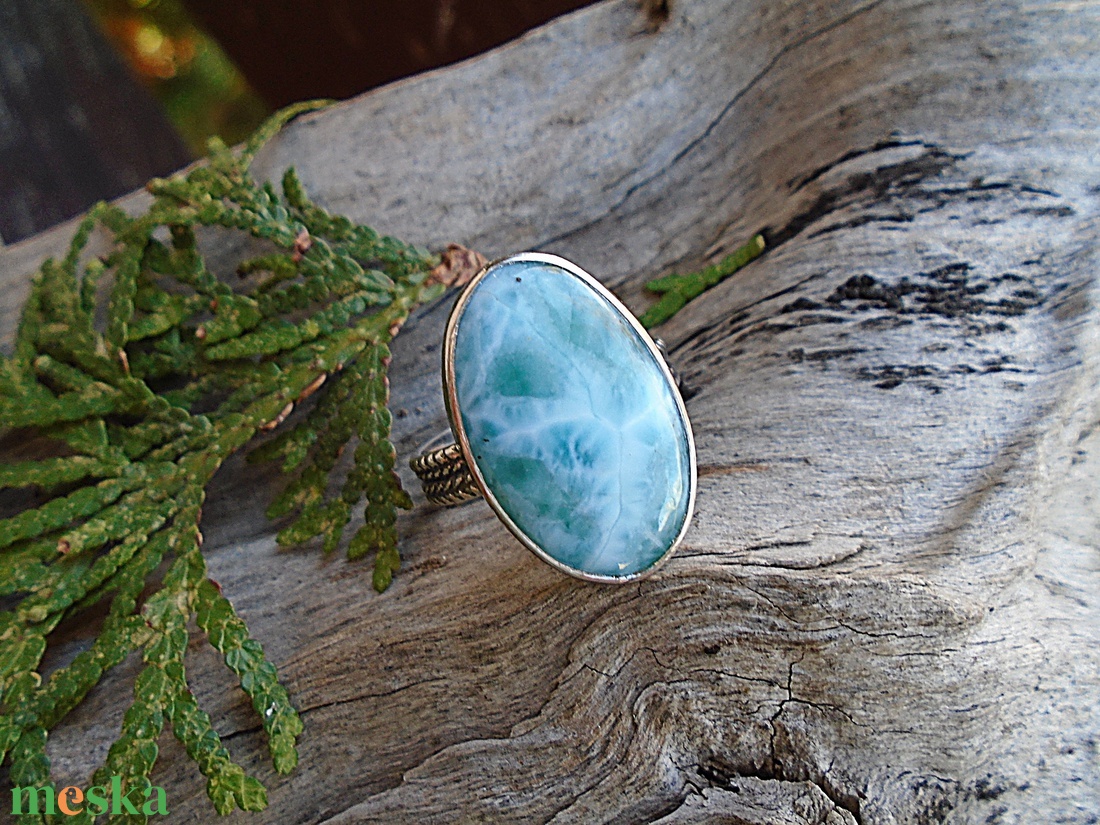 Ezüst Gyűrű Ag925/1000 Larimar - ékszer - gyűrű - statement gyűrű - Meska.hu