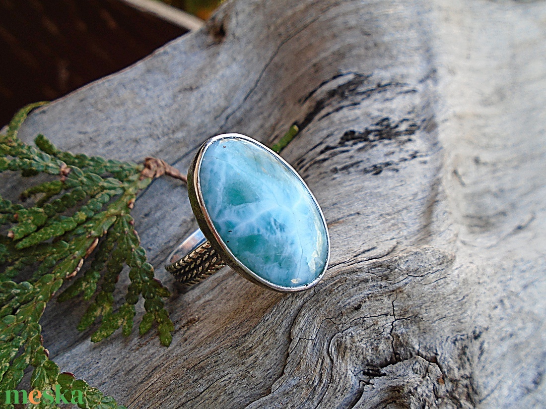 Ezüst Gyűrű Ag925/1000 Larimar - ékszer - gyűrű - statement gyűrű - Meska.hu