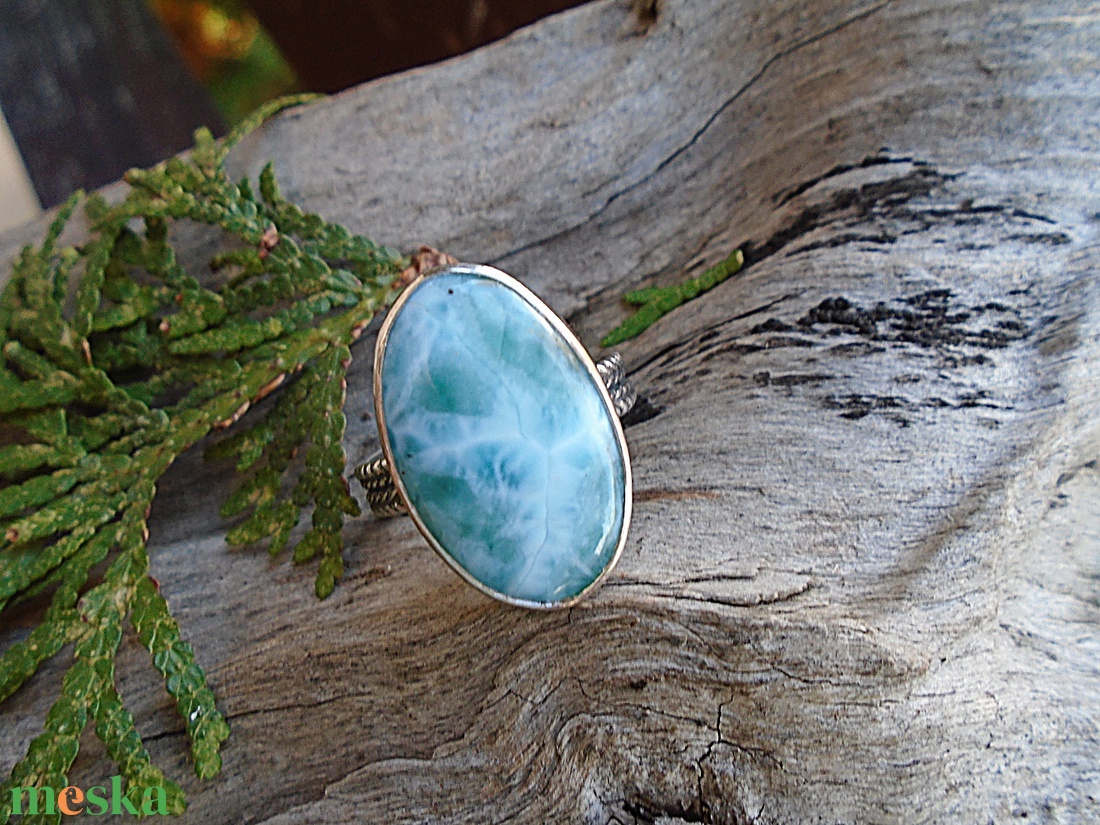 Ezüst Gyűrű Ag925/1000 Larimar - ékszer - gyűrű - statement gyűrű - Meska.hu