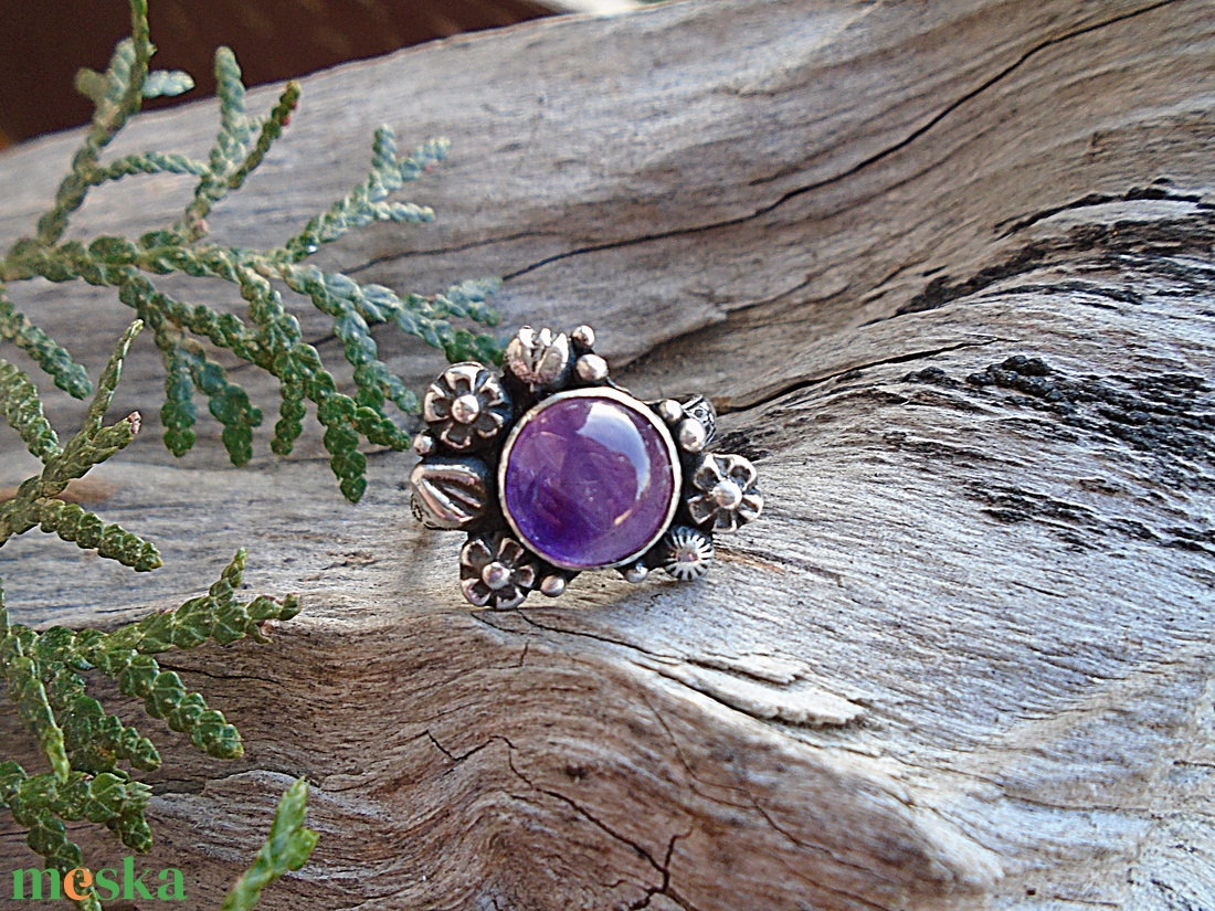 Ezüst Gyűrű Ag925/1000  Ametyszt - ékszer - gyűrű - statement gyűrű - Meska.hu