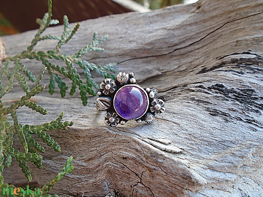 Ezüst Gyűrű Ag925/1000  Ametyszt - ékszer - gyűrű - statement gyűrű - Meska.hu
