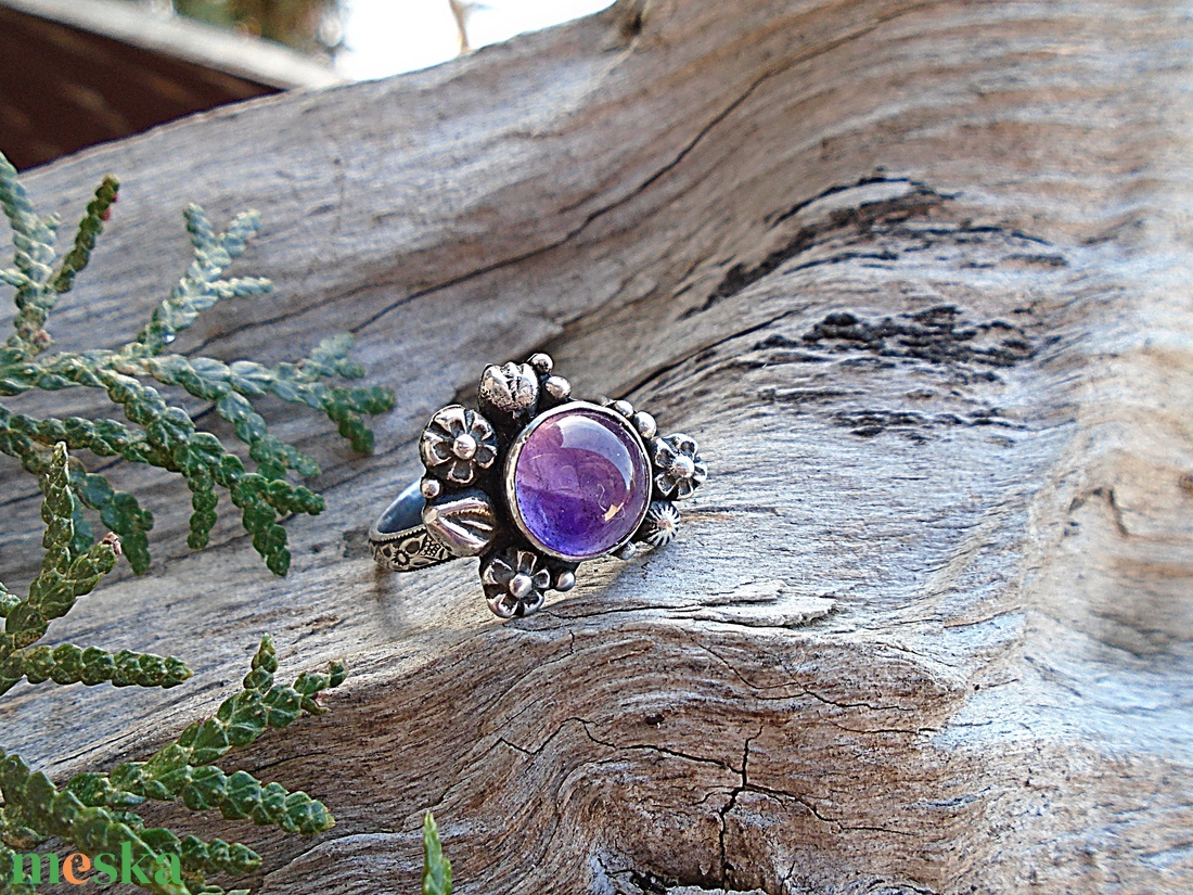 Ezüst Gyűrű Ag925/1000  Ametyszt - ékszer - gyűrű - statement gyűrű - Meska.hu