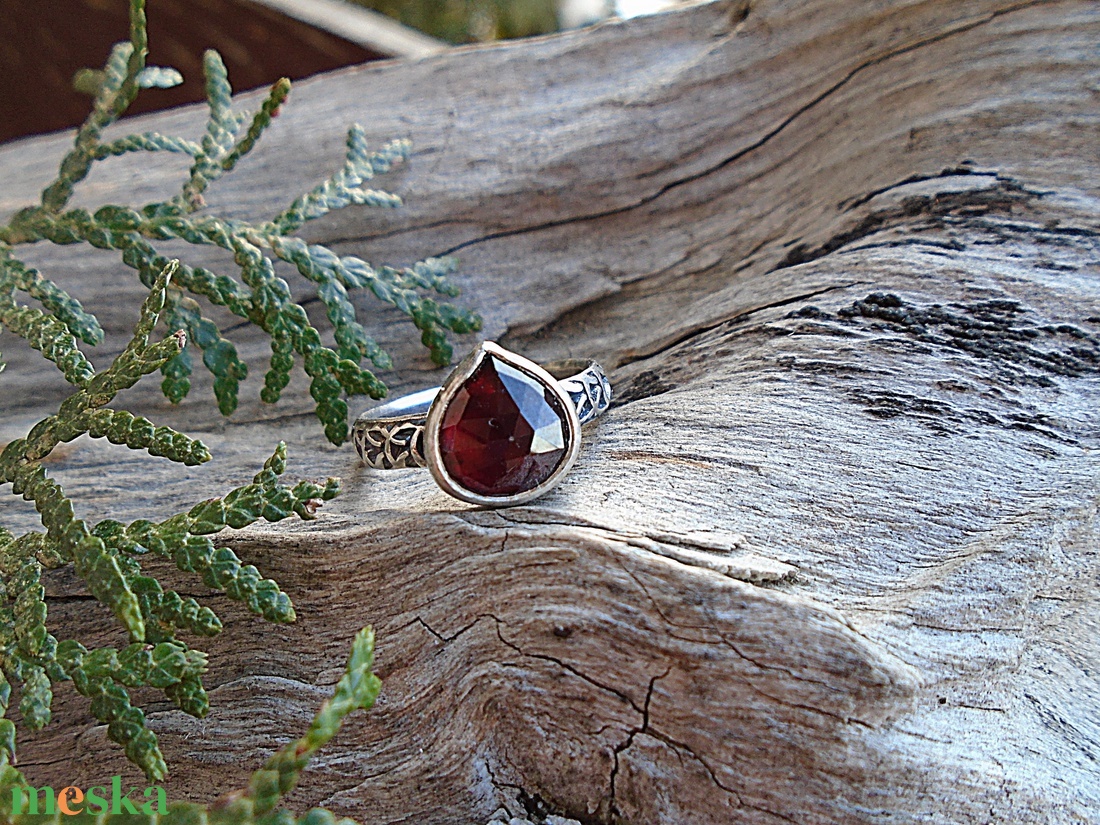 Ezüst Gyűrű Ag925/1000 Gránát - Hessonit - ékszer - gyűrű - statement gyűrű - Meska.hu