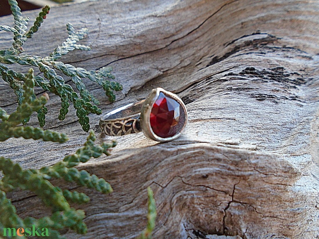 Ezüst Gyűrű Ag925/1000 Gránát - Hessonit - ékszer - gyűrű - statement gyűrű - Meska.hu