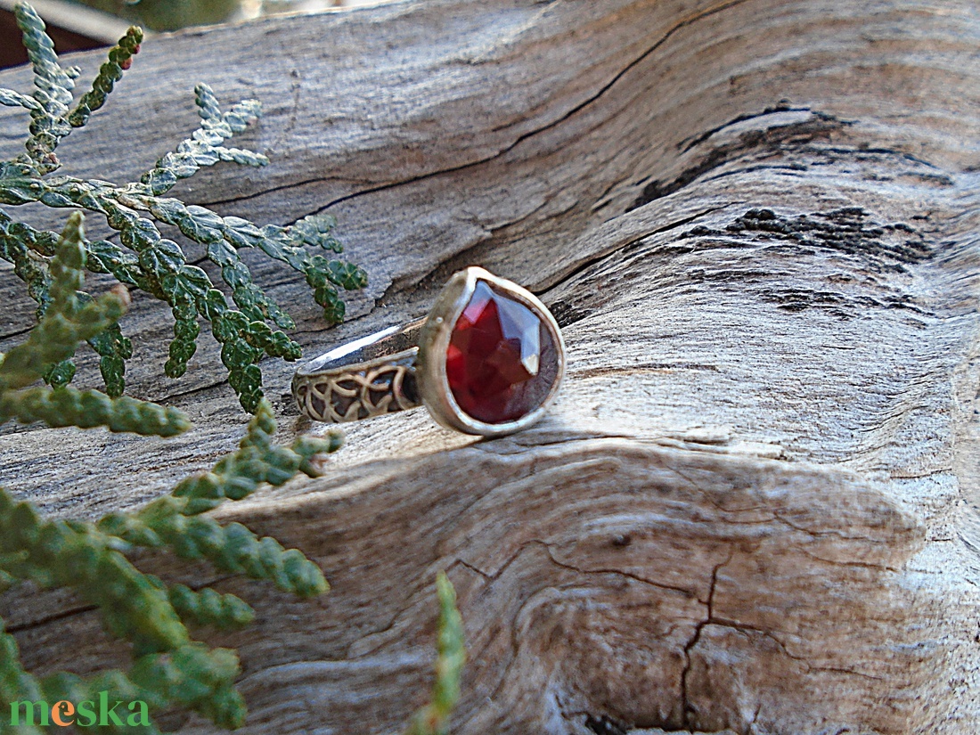 Ezüst Gyűrű Ag925/1000 Gránát - Hessonit - ékszer - gyűrű - statement gyűrű - Meska.hu