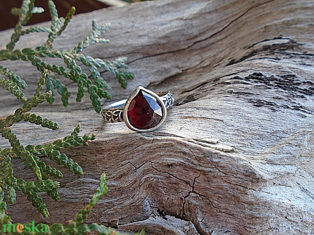 Ezüst Gyűrű Ag925/1000 Gránát - Hessonit - ékszer - gyűrű - statement gyűrű - Meska.hu