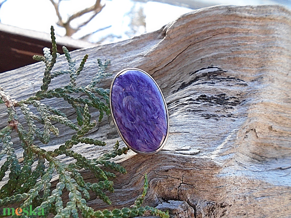 Ezüst Gyűrű Ag925/1000 Csaroit - ékszer - gyűrű - statement gyűrű - Meska.hu